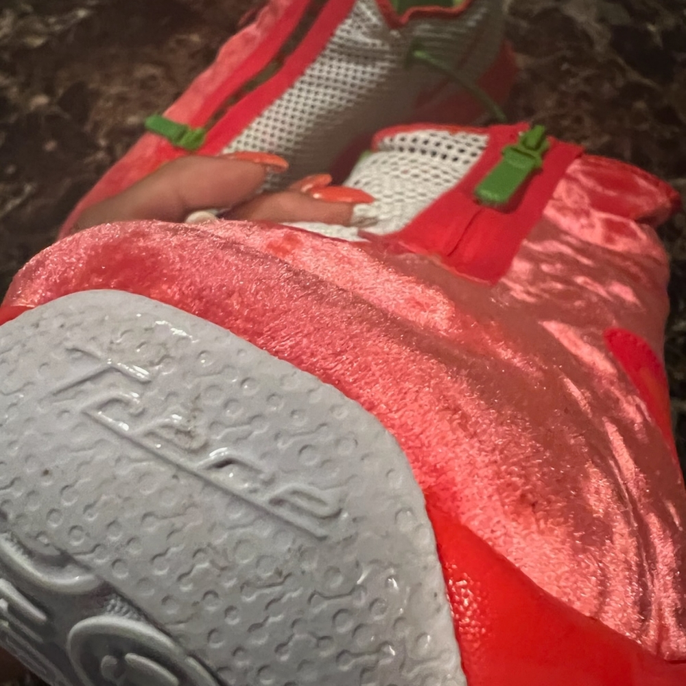 Men's size 16 Paul George Christmas Addition. Coral Red Velvet and Green. Nike